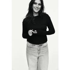 H&M Ribbed Cotton Top - Black