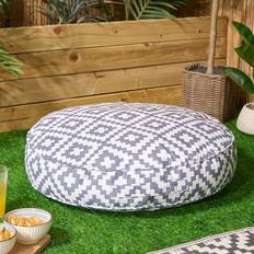 OHS Indoor Outdoor Round Geometric Filled Cushion - Chair Cushions Grey