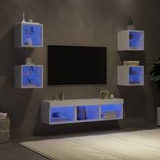 White Wall Cabinets Berkfield Home 7 Piece TV Units with LED White Engineered Wood One Size Wall Cabinet