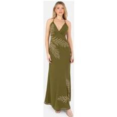 Embellished Strappy Cross Back Maxi Dress - Green