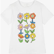 Girls Cotton Flower Logo T-Shirt - White