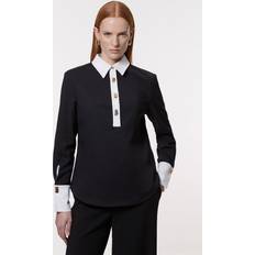 Gold Shirts Karen Millen Techno Cotton Woven Shirt With Gold Clasp - Mono