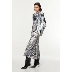 Karen Millen Dresses Karen Millen Petite Graduated Stripe Viscose Satin Bias Midi Dress - Mono