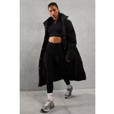 Misspap Womens Longline Puffer Coat - Black