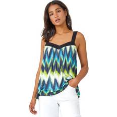 Florals Tank Tops Roman Contrast Zig Zag Stretch Cami Top - Women
