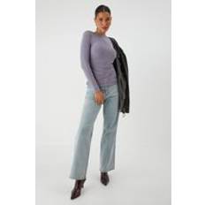 Misspap Modal Slash Neck Ruched Top - Grey