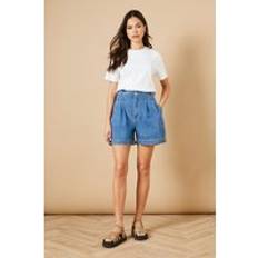 Clothing Oasis Denim Short With Pleat Front - Mid Wash