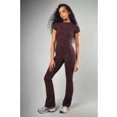 Leggings boohoo Super Soft High Waist Flared Legging - Brown