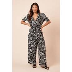 Zebra Clothing Dorothy Perkins Petite Wrap Front Puff Sleeve Jumpsuit - Zebra