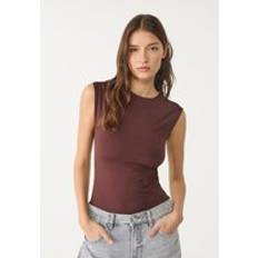 Brown - Women Bodysuits Stradivarius Ruched Bodysuit - Brown