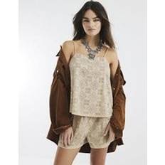 Natural - Women Tops River Island Sleeveless Embellished Cami Top - Beige