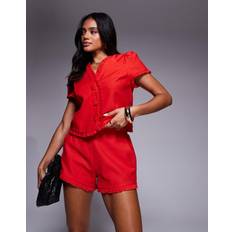 Linen Shorts River Island Womens Blend Frill Tailored Shorts - Red