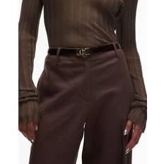 Arket Accessories Arket Buckle Leather Croc Belt - Dark Brown
