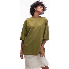 Topshop Oversized Drop Shoulder Tee - Olive Green