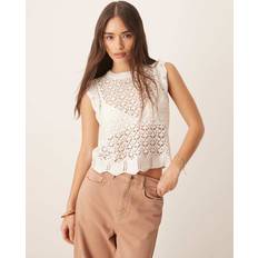 Mesh - Women Tops JDY Crochet Open Knit Tank Top - White