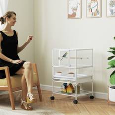 Pawhut Bird Cage Parrot Cage with Rolling Stand