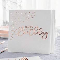 Shein Rose Gold Happy Birthday Disposable Napkins 13 Inches 25pcs