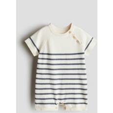 H&M Finstickad Romper - Crèmevit/Randig
