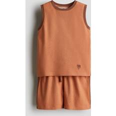 Orange Övriga sets H&M Orange 2-Delat Set I Bomullstrikå - Mörkorange