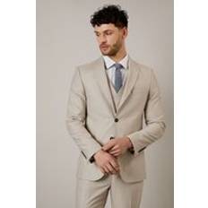 Grey - Men Suits Burton Pale Grey Textured Slim Fit Suit Jacket - Light Grey