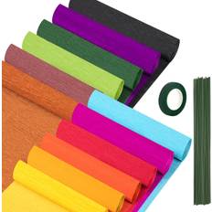 Green Silk & Crepe Papers fuceury 12 Colors Crepe Paper Rolls 10 x 98 Inch Wide