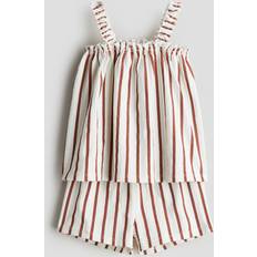 H&M 2-Piece Crinkled Jersey Set - Vit/Randig