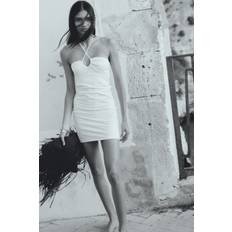 H&M Ruched Halterneck Dress - White