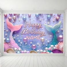 Decals & Wall Decorations on sale Shein Customizable Personalized Mermaid Themed Backdrop Banner