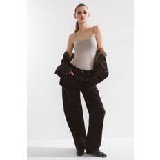 Bruna - Dam Bodys H&M Stringbody Med Supersmala Axelband - Brun