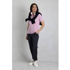 Weird Fish Polo Shirts Weird Fish Janely Cotton Striped Pique Polo - Raspberry