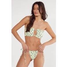 Florals Bikini Sets Nasty Gal Ditsy Floral Ruched Bandeau Bikini Set - Mint