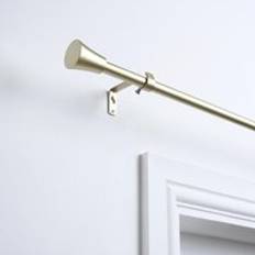 Brass Curtains & Accessories OHS Curtain Pole Extendable Metal Finnials Trumpet End Rings 120 cm