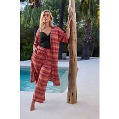 Orange Swimsuit Cover-Ups & Sarong Wraps Yours Metallic Zig Zag Beach Kimono - Orange