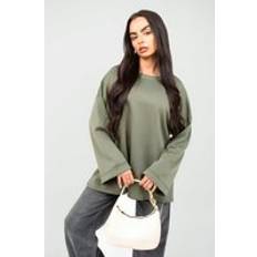 One Size Jumpers iKrush Remi Oversized Long Sleeve Sweatshirt Top - Khaki