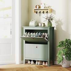 Homcom Green Cabinets Homcom Modern Two-Drawer Shoe Green Storage Cabinet