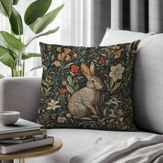 Shein Vintage Floral And Rabbit Print 17.7 x 17.7 in Cushion Cover