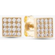 Women - Yellow Earrings T.H.Baker 9ct Yellow Gold Cubic Zirconia Square Stud Earrings - Yellow Gold