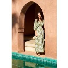 Blue Vanilla Khaki Embellished V Front & Back Maxi Dress - Green