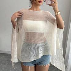 Shein Rafferiza Loose Design Knit Poncho Shawl Sun Protection Cardigan - Spring/Summer