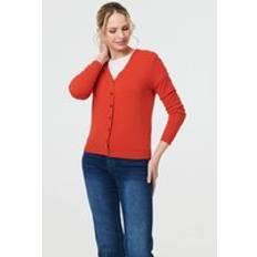 Orange Cardigans Izabel London Cropped Button-Up Slim Knit Cardigan - Orange