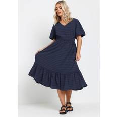 Checkered Dresses Yours Curve Women's Plus Size Textured Check Midi Dress