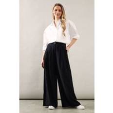 Tencel Trousers Wallis Tencel Pleat Front Wide Leg Relaxed Trouser - Black