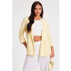 Women - Yellow Blazers Quiz Lemon Ruched Sleeve Blazer - Yellow