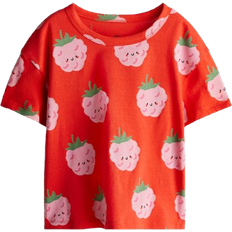 Red Tops Children's Clothing H&M Printed Jersey Top - Bright Red/Raspberries (1276711001)