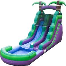 HeroKiddo Tropical Commercial Grade Inflatable Water Slide with Attached Pool & Air Blower