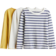 H&M Long Sleeved T-shirts 3-pack - Yellow/White Striped (0503569059)