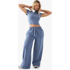 Fitness & Gym - Women Trousers boohoo Studio Contrast Script Straight Leg Jogger - Blue