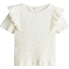 H&M Flounce Trimmed Cotton Top - White