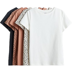 H&M Cotton T-shirts 5-pack - Orange/Leopard Print (1022628036)