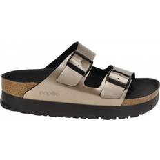 Arizona birkenstock patent Birkenstock Arizona PAP Flex Platform Birko-Flor Patent - Electric Metallic Taupe